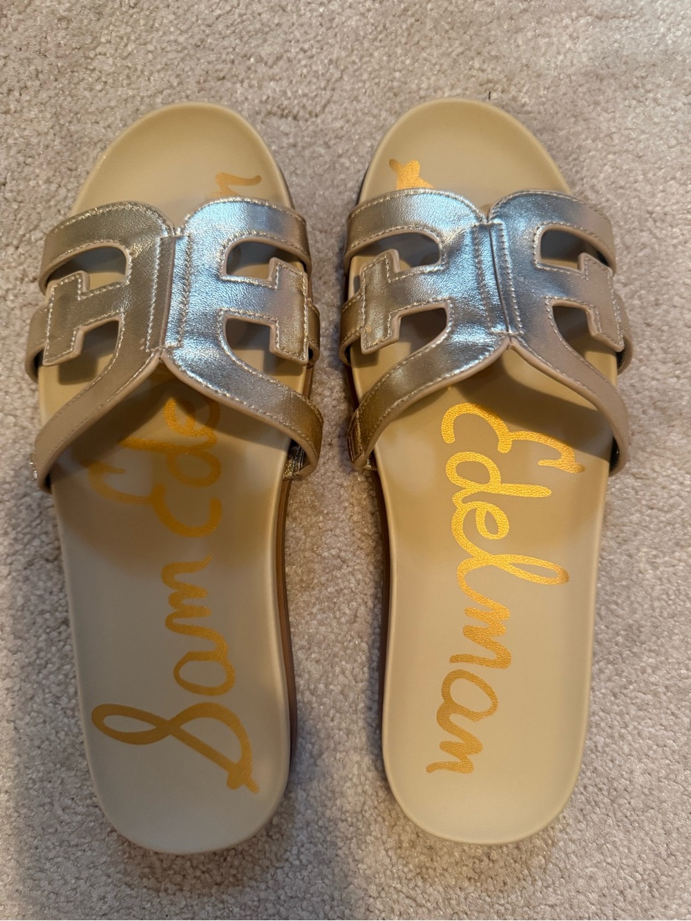 Sam Edelman Metallic Gold Slide Sandals